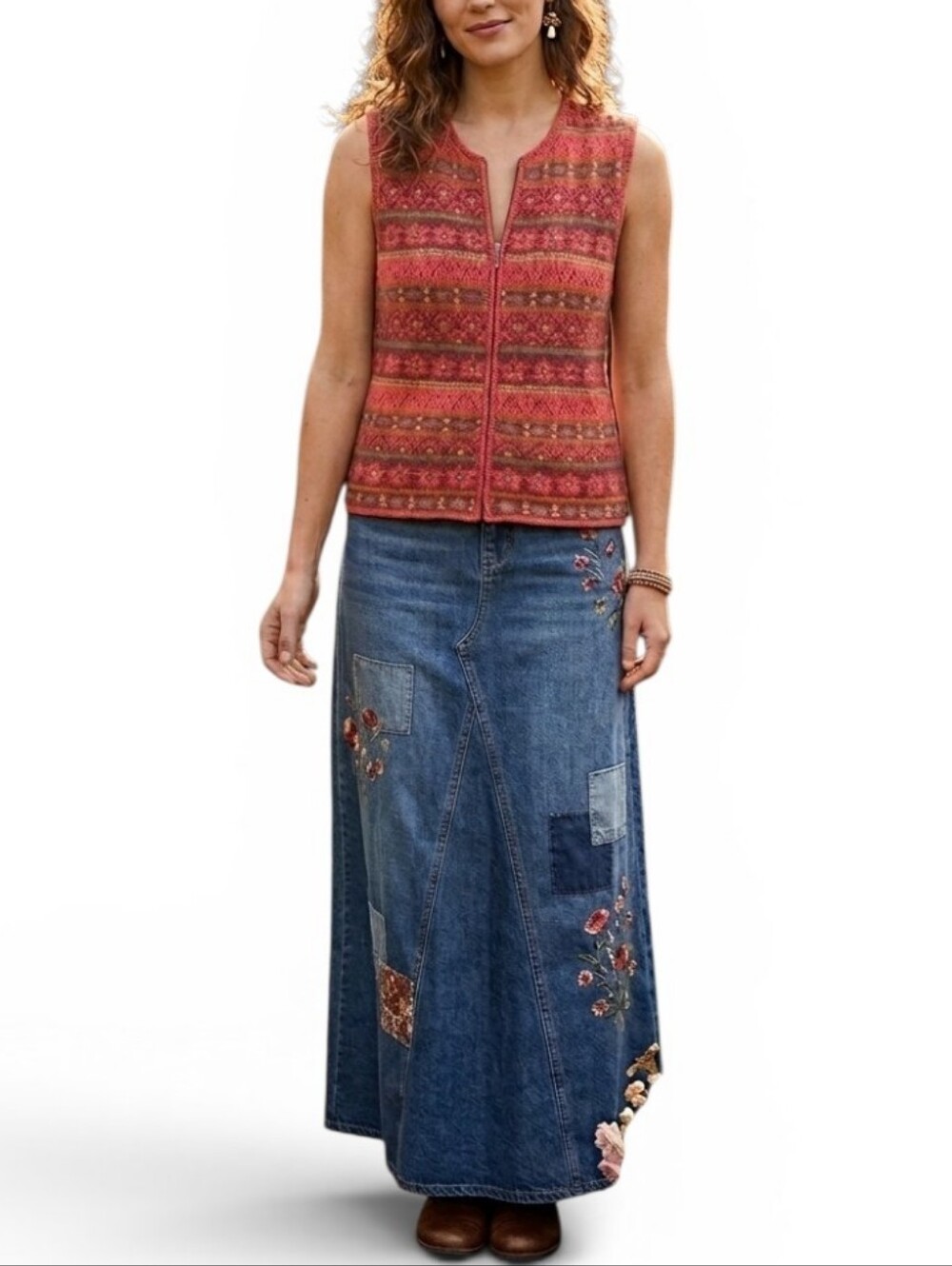 Nomadic Traders Vintage Boho Knit Sweater Vest Cottagecore Medium